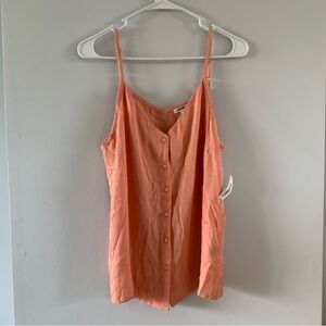 Goodthread Peach Orange Tank Top Spaghetti Strap Button Down Size Large